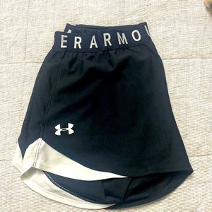 UA black and white athletic shorts
